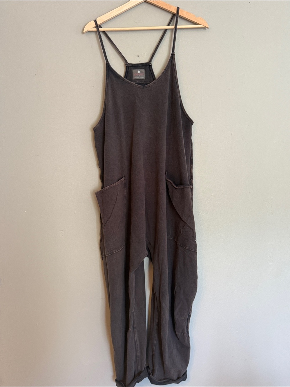 FP Movement by Free People Black Relaxed-Strap Jumpsuit with Pockets